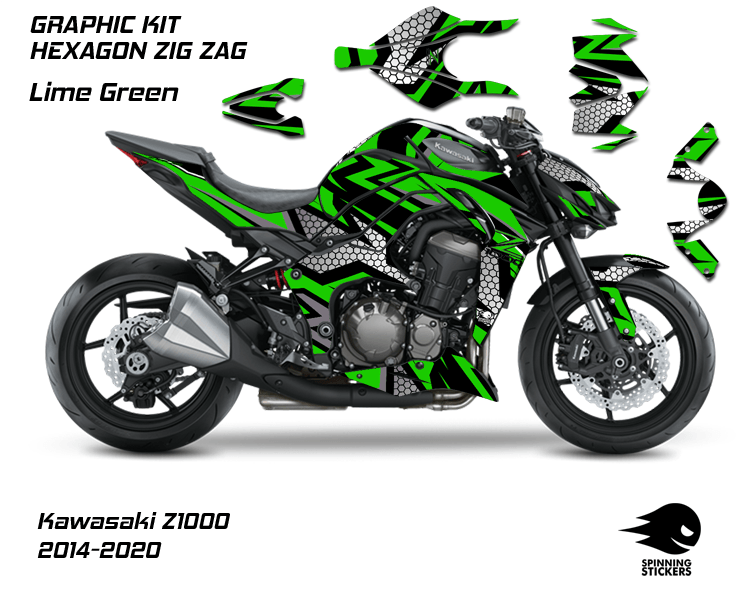 Spinning Stickers Hexagon Graphics Kit For Kawasaki Z1000 2014-20 - My Superbike Store