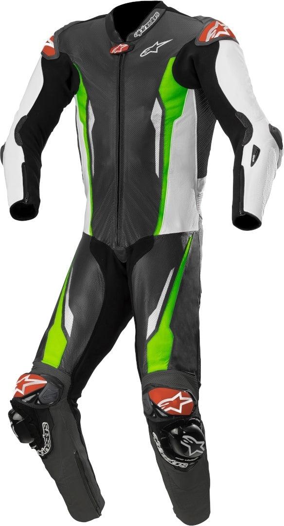 Alpinestars Racing Absolute Tech-Air One Piece Perforated Leather Suit - Black/White/Green - My Superbike Store