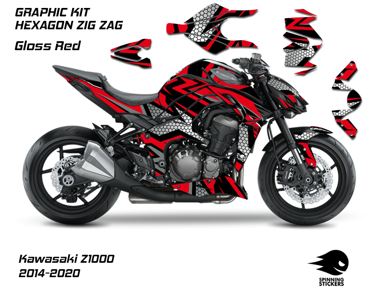 Spinning Stickers Hexagon Graphics Kit For Kawasaki Z1000 2014-20 - My Superbike Store