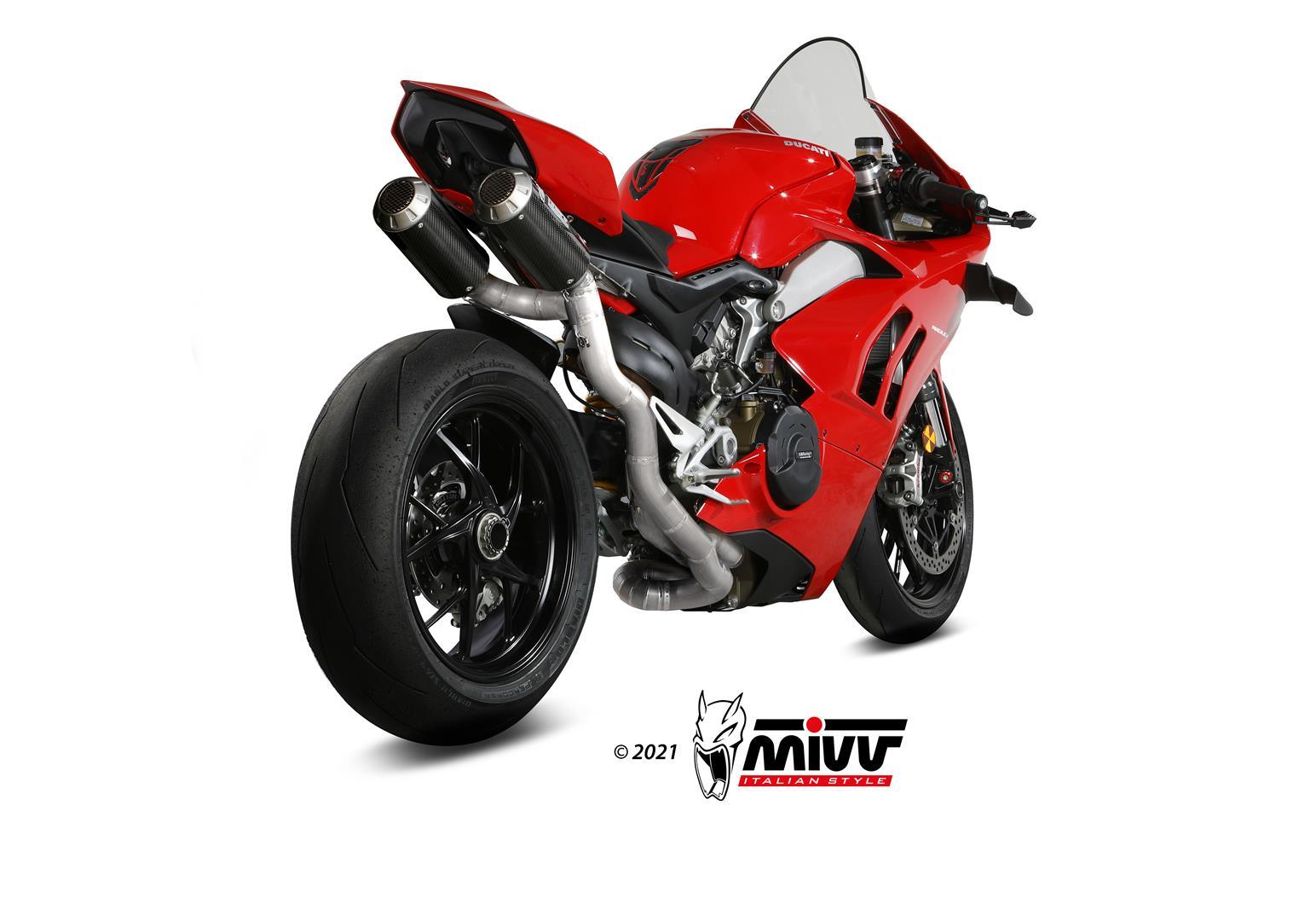 Mivv Carbon Fibre High Position Full Exhaust System For Ducati Panigale V4 S 2018-22 - My Superbike Store