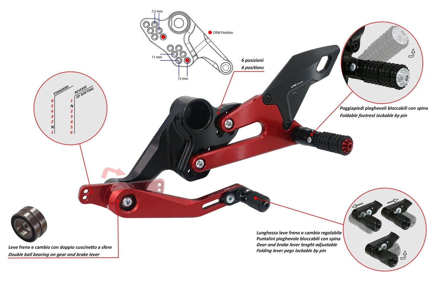 CNC Racing Adjustable Rear Set for Aprilia RS 660 - My Superbike Store