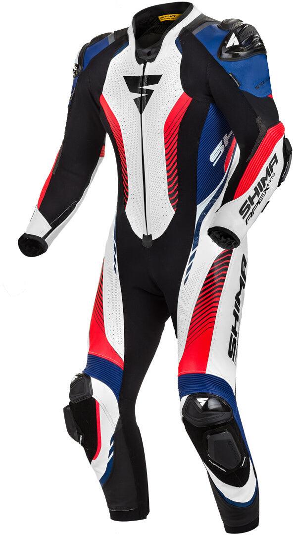 SHIMA Apex RS One Piece Leather Suit - Black/White/Blue - My Superbike Store